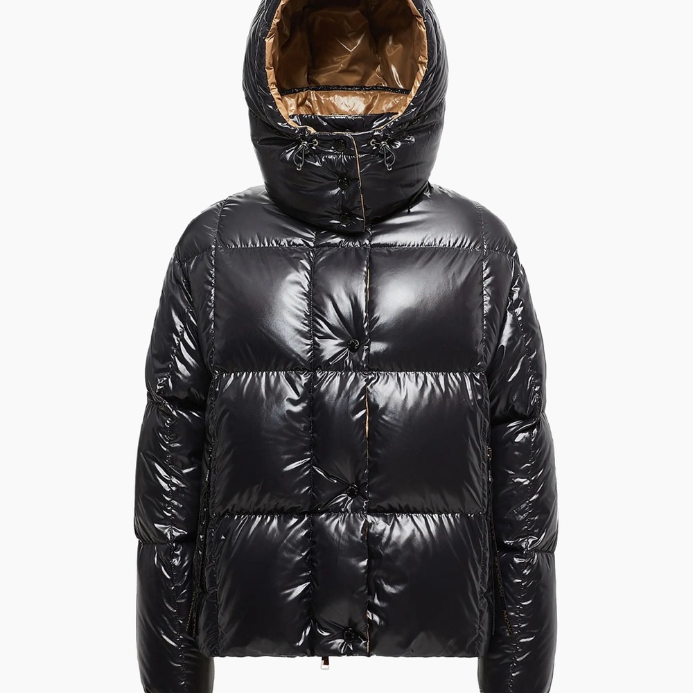 Moncler  Black and Tan Puffer Coat